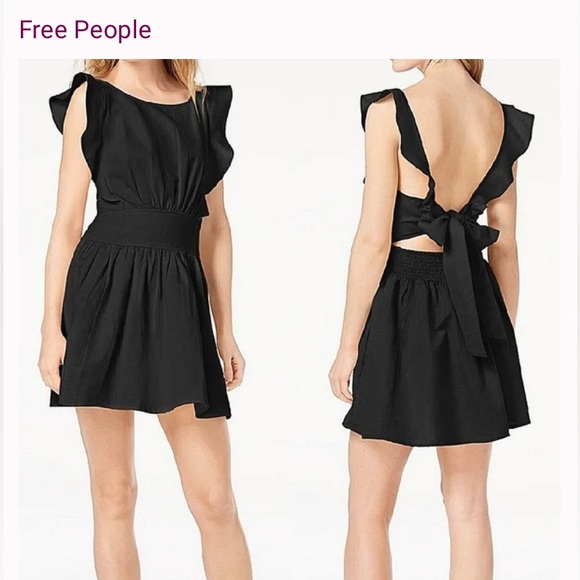 Free People Dresses & Skirts - Free People linen blend beautiful ruffled back tie mini boho dress.
